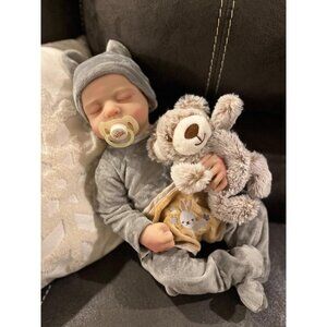 🆕17inch Silicone Body Newborn Baby Doll Poseable Limbs Sleeping Doll Girl